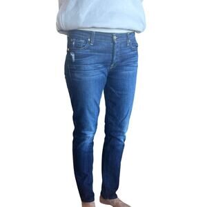 7 For All Mankind Button Fly Josefina Boyfriend skinny Dark Wash Jeans 28